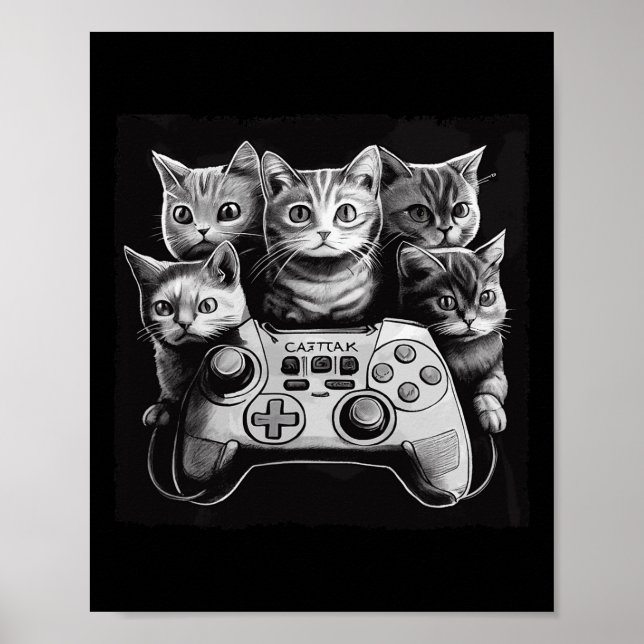 Cat Video Game Controller Square Poster (Framsidan)