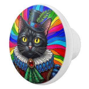 Cat, Viktorian Black Cat i Hat Knopp