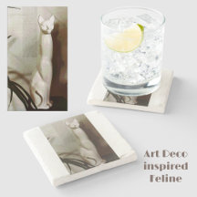 Cat Vintage Art Deco Kattdjur Snyggt Naturlig
