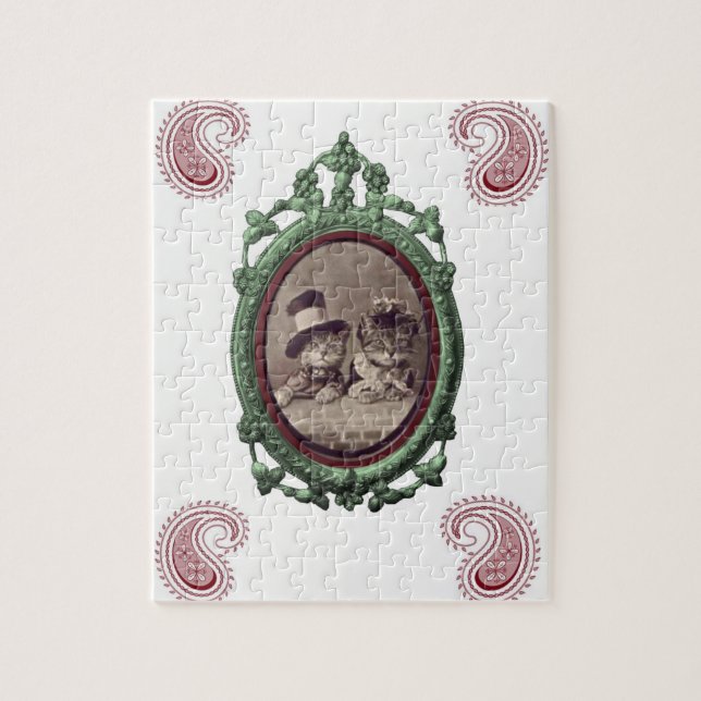 Cat Vintage Jigszle Puzzle Pussel (Vertikal)