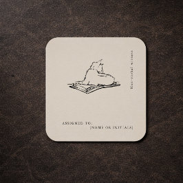 Cat Vintage Scientific Art | Dark Academia  Fyrkantigt Klistermärke