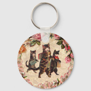 Cat Vintage Söt Antique Kittens Nyckelring