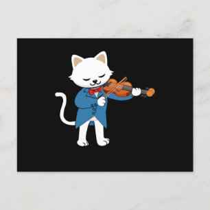 Cat Violin Vykort