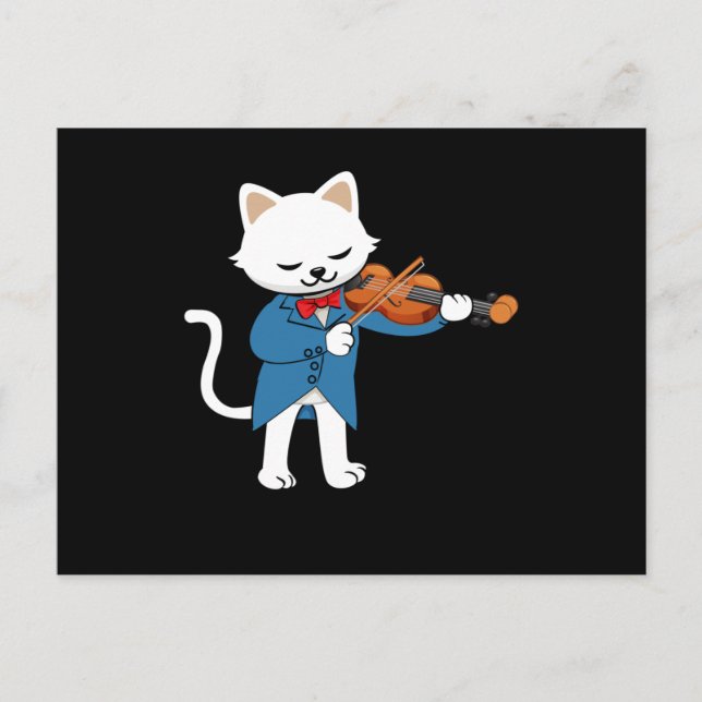 Cat Violin Vykort (Framsida)