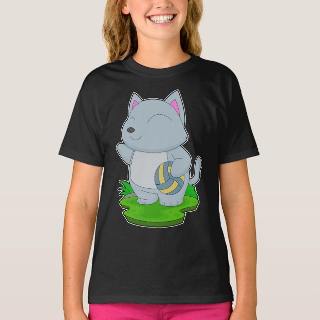 Cat Volleyball-spelare Volleyball T Shirt (Framsida)