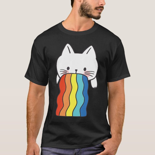 Cat Vomit Rainbow Cat Vomit färglös T Shirt (Framsida)