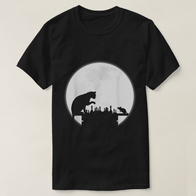 Cat vs Mouse Chess | Moonlight Strategy Art T Shirt (Design framsida)