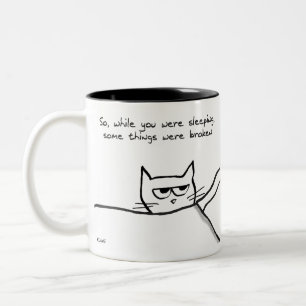 Cat Wake Up Call - Funny Cat GIft för Cat Lovers Två-Tonad Mugg