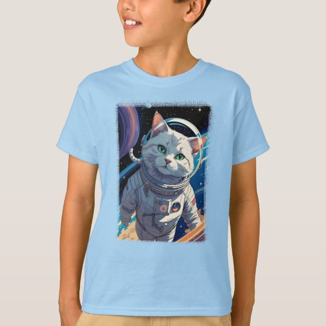 Cat walking in outer space! t shirt (Framsida)