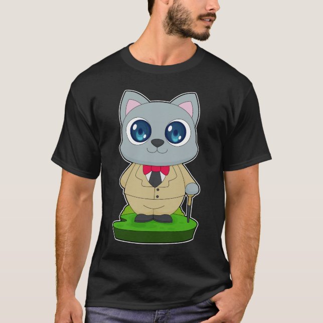 Cat Walking stick T Shirt (Framsida)