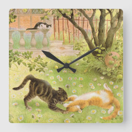 CAT WALL CLOCK FYRKANTIG KLOCKA