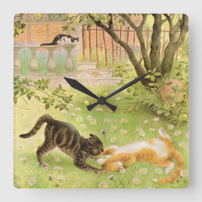 CAT WALL CLOCK FYRKANTIG KLOCKA (Framsida)