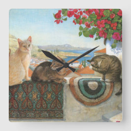 CAT WALL CLOCK FYRKANTIG KLOCKA