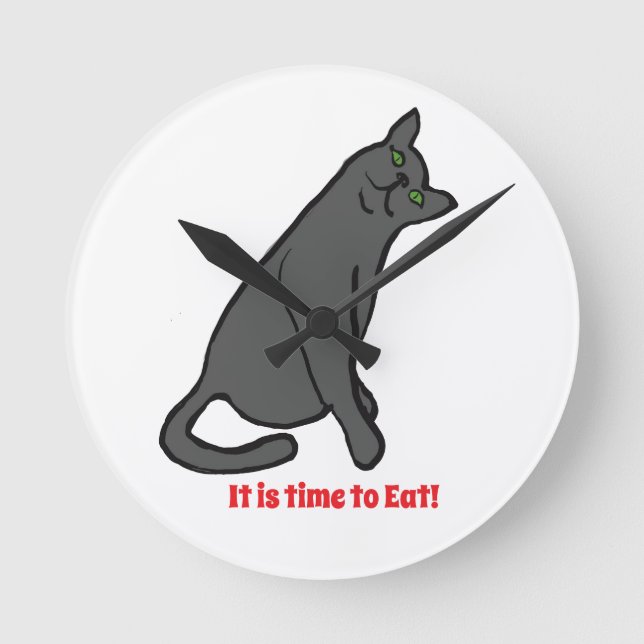 Cat Wall Clock Rund Klocka (Framsida)