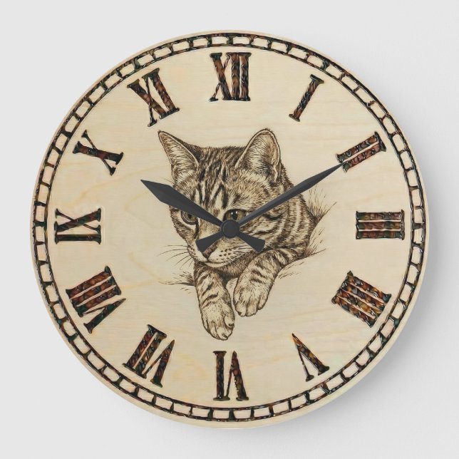 Cat - Wall Clock  Stor Klocka (Framsida)