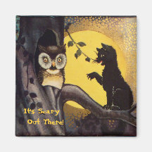 Cat Warning Uggla Halloween Magnet