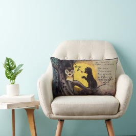 Cat Warning Uggla Vintage Halloween Lumbar Pillow Lumbarkudde