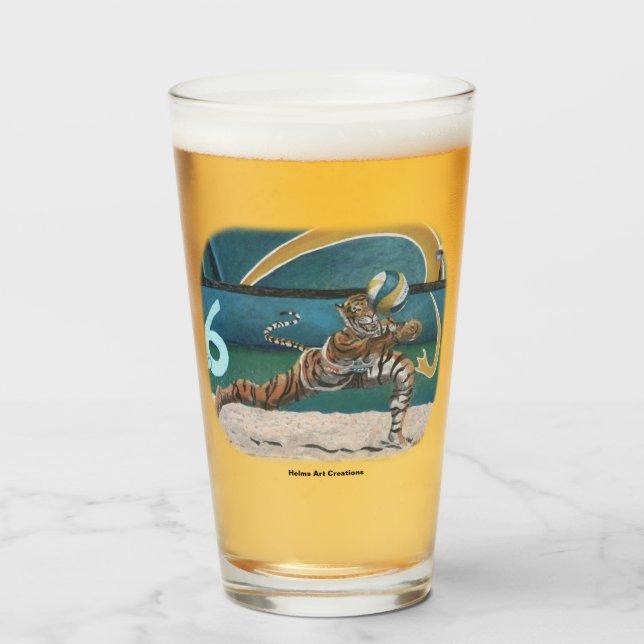 Cat Warrie spelar Volleyball Fantasy Glass Kopp (Framsida fylld)