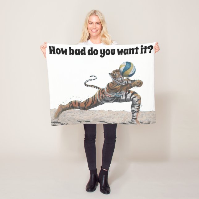 Cat Warrior Beach Volleyball Fantasy Art Blanket Fleecefilt (På plats)