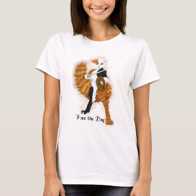 Cat Warrior Calico Grimalkin T Shirt (Framsida)