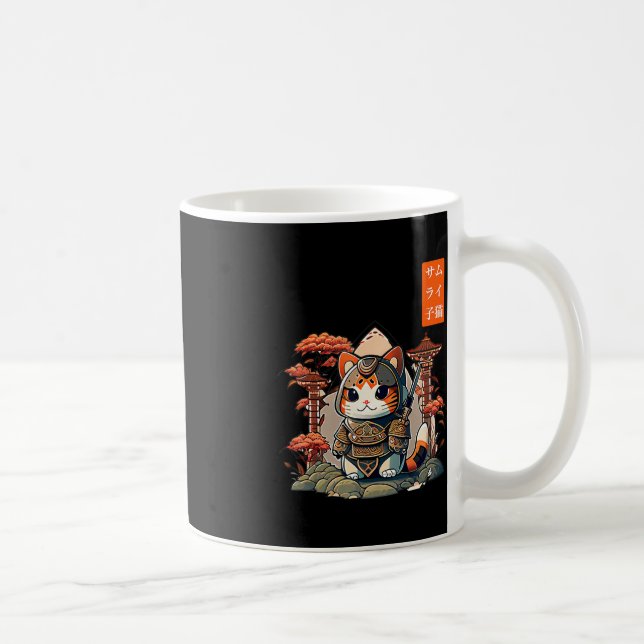 Cat Warrior japansk Writing Anime Art for kawaii Kaffemugg (Höger)