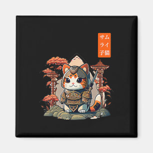 Cat Warrior japansk Writing Anime Art for kawaii Magnet