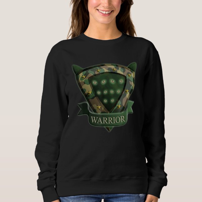 Cat Warrior Shield Ögon Camouflage För barn T Shirt (Framsida)