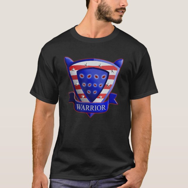 Cat Warrior Shield Ögon Usa För barn T Shirt (Framsida)