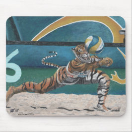 Cat Warrior som spelar Beach Volleyball Mousepad Musmatta