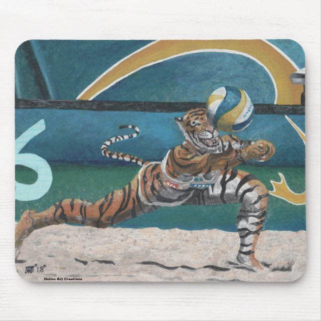 Cat Warrior som spelar Beach Volleyball Mousepad Musmatta (Framsidan)