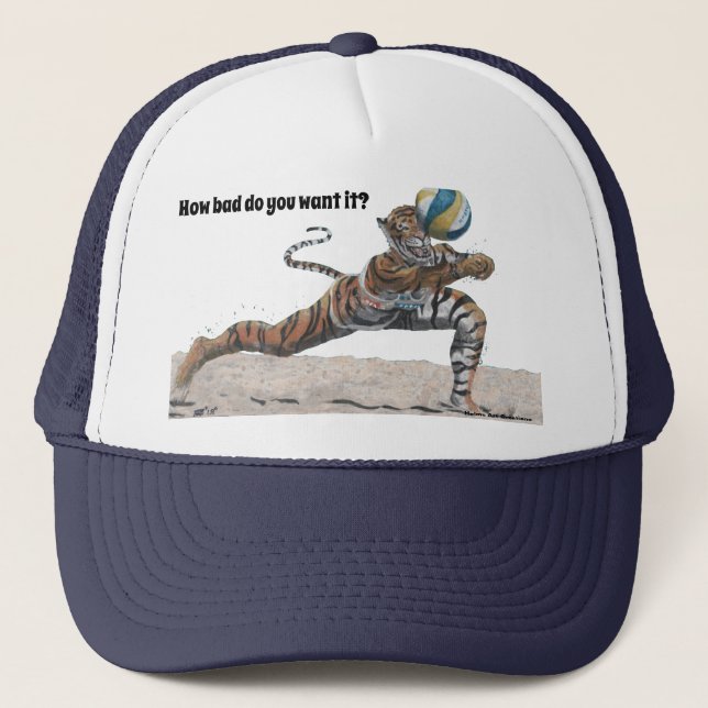 Cat Warrior spelar upp Beach Volleyball Hat Keps (Framsida)