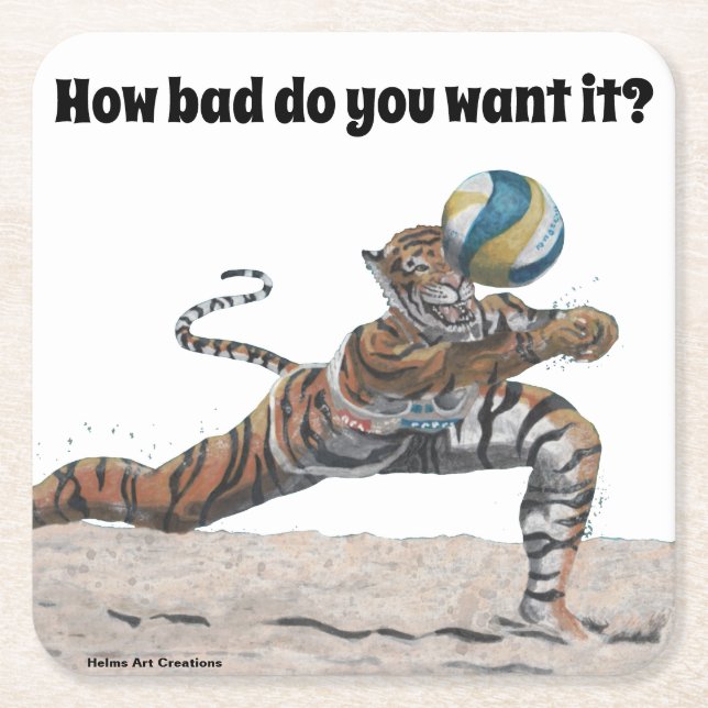 Cat Warrior spelar Volleyball Papper Underlägg (Framsidan)