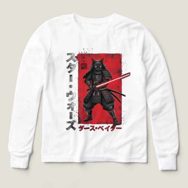 cat wars samurai kawaii t shirt (Design framsida)