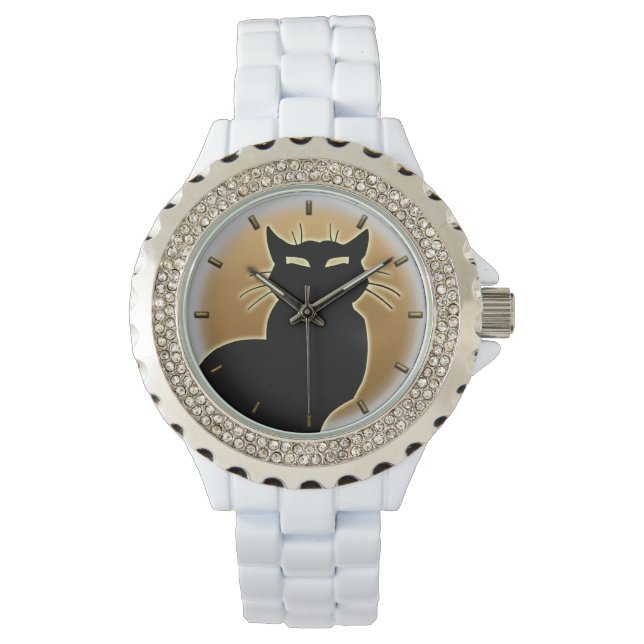 Cat Watch Black Cat Wrist Cat Lover Jewerly Armbandsur (Framsida)