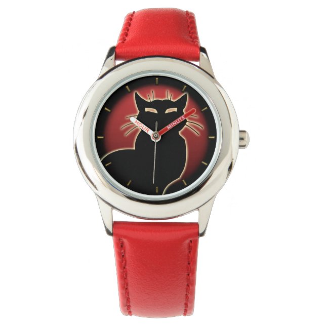 Cat Watch Black Cat Wrist Cat Lover Jewerly Armbandsur (Framsida)