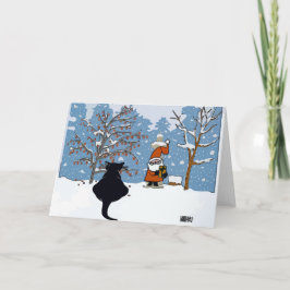 Cat Watching Santa Helgkort