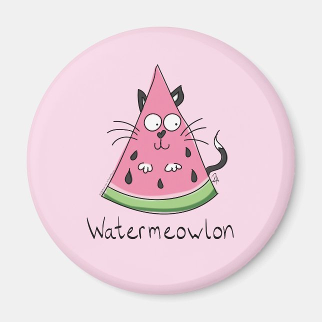 Cat Watermelon Cute Barn Magnet (Framsidan)