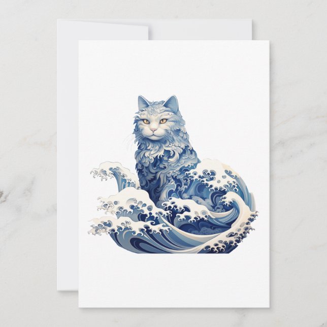 Cat Wave av Kanagawa Inbjudningar (Framsida)