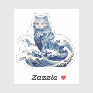 Cat Wave av Kanagawa Klistermärken