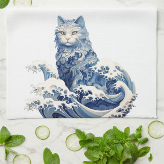 Cat Wave av Kanagawa Kökshandduk
