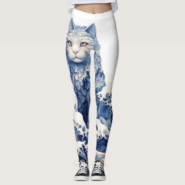 Cat Wave av Kanagawa Leggings (Framsida)