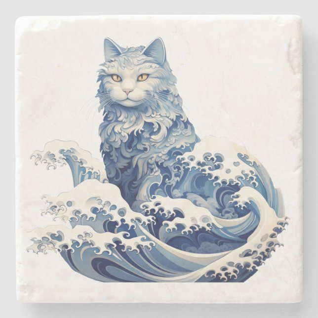 Cat Wave av Kanagawa Stenunderlägg (Framsidan)