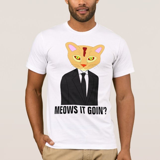 CAT WEARING A KOSTYM & TIE, GINGER CAT T-SHIRTS (Framsida)