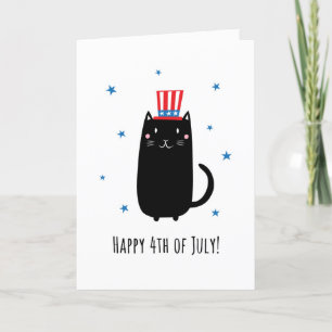 Cat wearing a patriotic hat, Happy 4th of July Kort