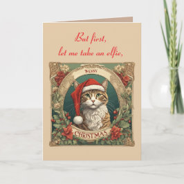 Cat Wearing A Santa Hat Merry Christmas Photo Boot Kort
