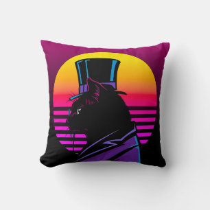 Cat Wearing a Tuxedo and a Hat Artwork Kudde