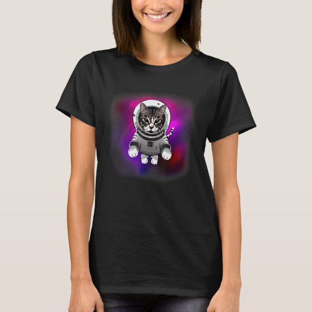 Cat Wearing Astronaut Suit Flying in The Space  Ca T Shirt (Framsida)