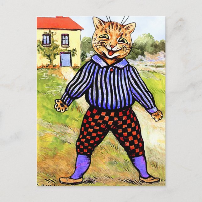 Cat Wearing Breyers av Louis Wain Vykort (Framsida)