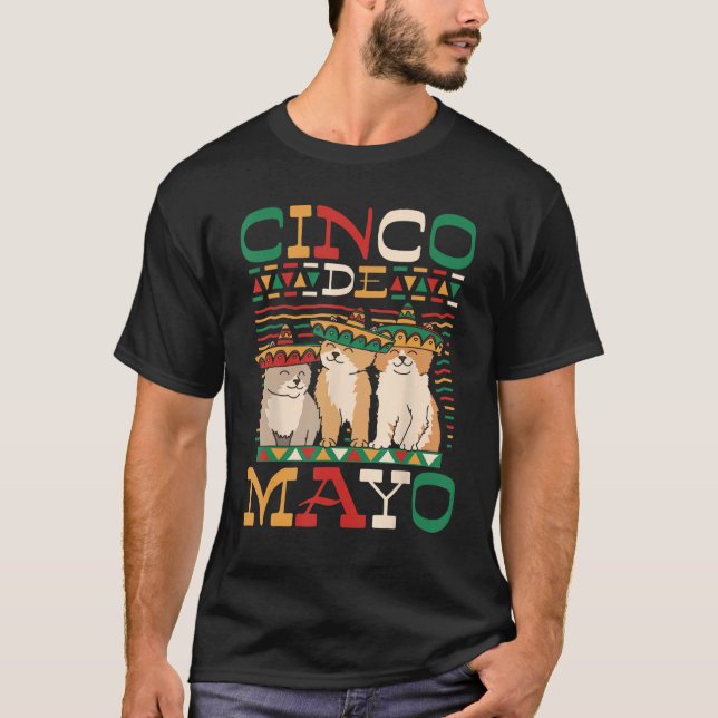 Cat Wearing Cinco De Mayo Hats 5 De Mayo Mexican F T Shirt (Framsida)
