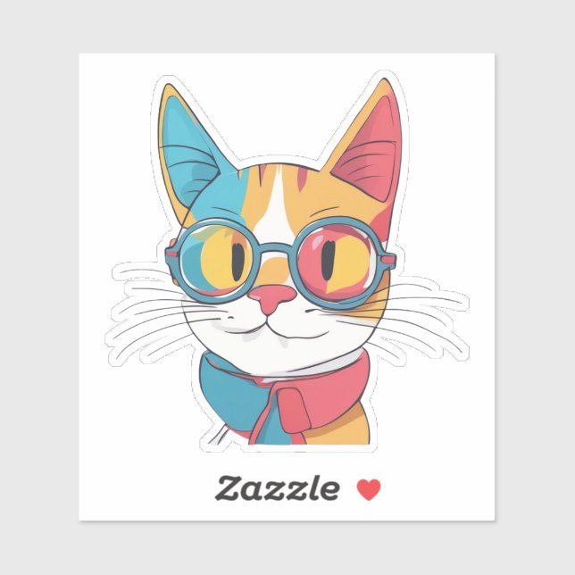 Cat Wearing Glasses Clipart-78198 Klistermärken (Ark)